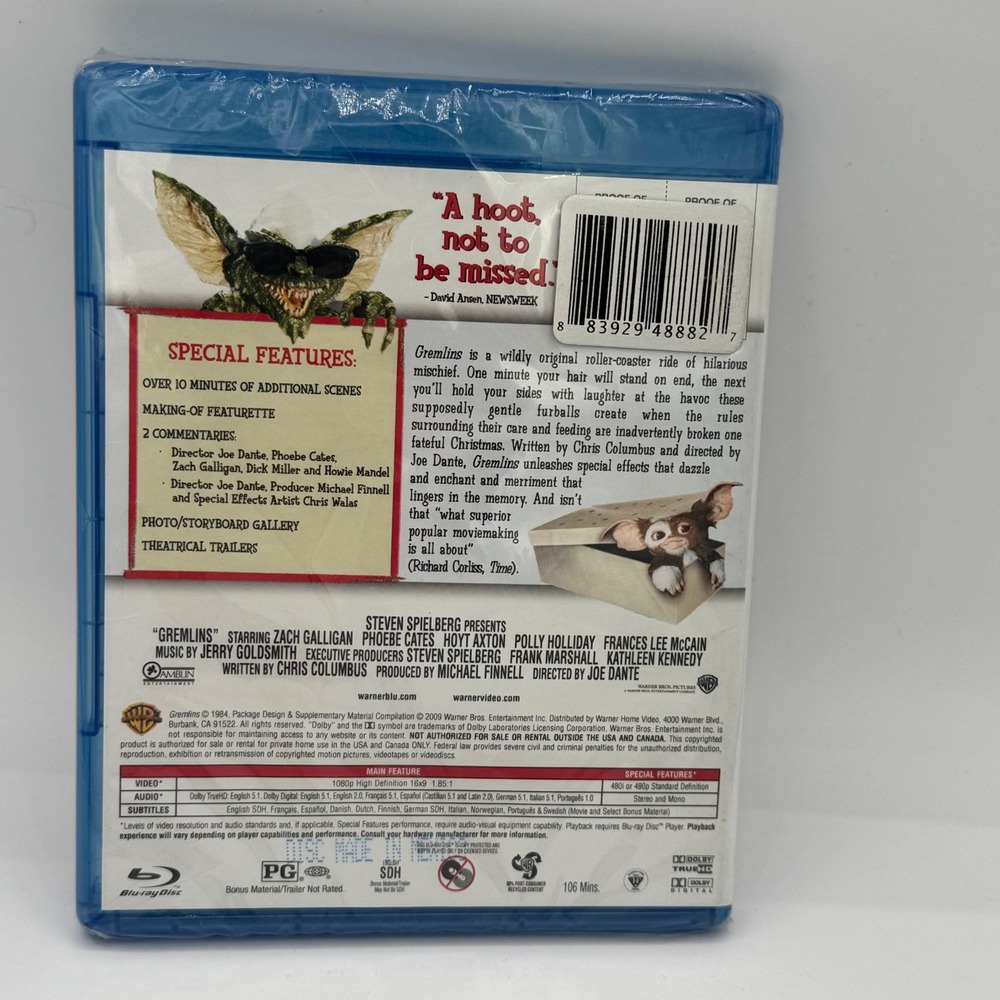 Gremlins 25th Anniversary Edition Blu-ray Movie Steven Spielberg New Sealed - Picture 2 of 3